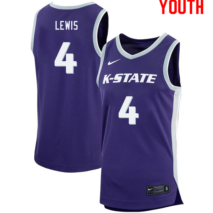 Youth #4 Seryee Lewis Kansas State Wildcats College Basketball Jerseys Sale-Purple